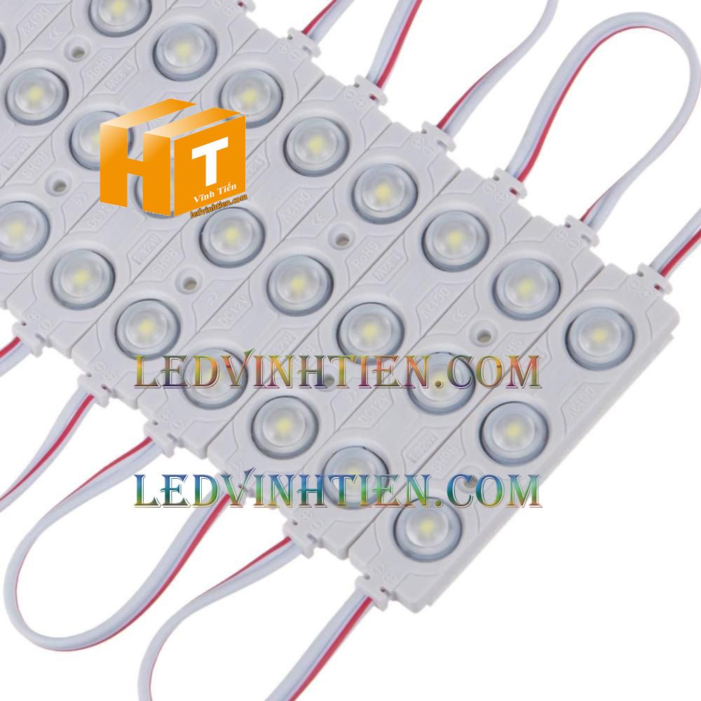 Led module 3 bóng lúp ánh sáng màu hồng, điện 12v, giá rẻ, có thấu kính, ledvinhtien.com