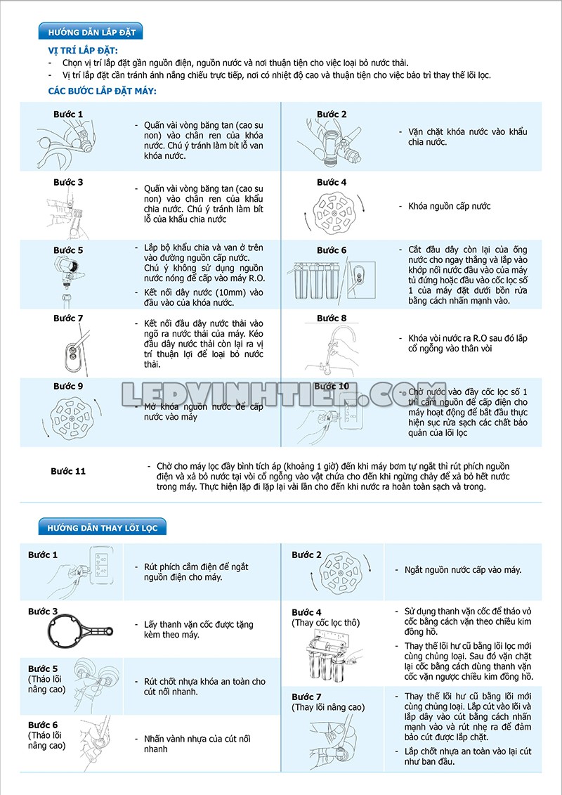 Hướng dẫn lắp đặt của máy lọc nước tinh khiết ROBOT ALPHA 139W