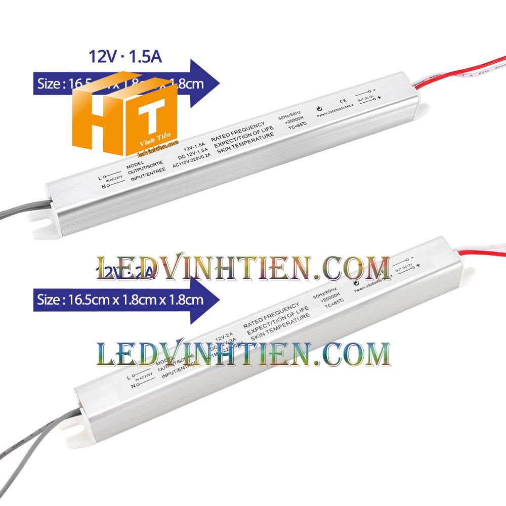 Bộ Nguồn đũa DC12V 2A 24W ngoài trời loại tốt, giá rẻ, đủ ampe dùng cấp nguồn DC cho đèn led, camera, tự động hóa