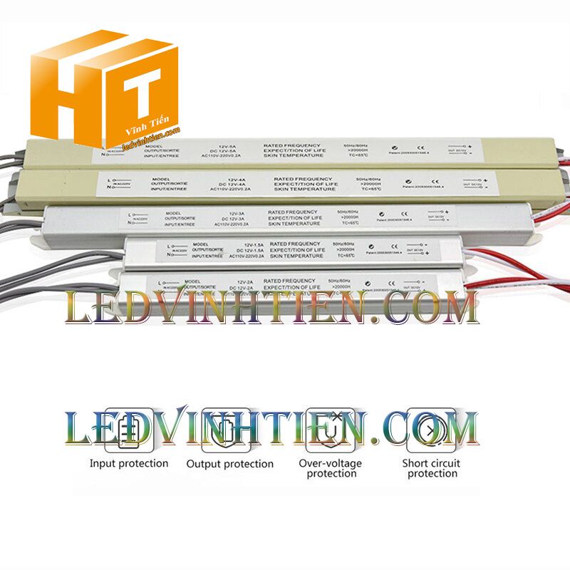 Bộ Nguồn đũa DC12V 4A 48W ngoài trời loại tốt, giá rẻ, đủ ampe dùng cấp nguồn DC cho đèn led, camera, tự động hóa