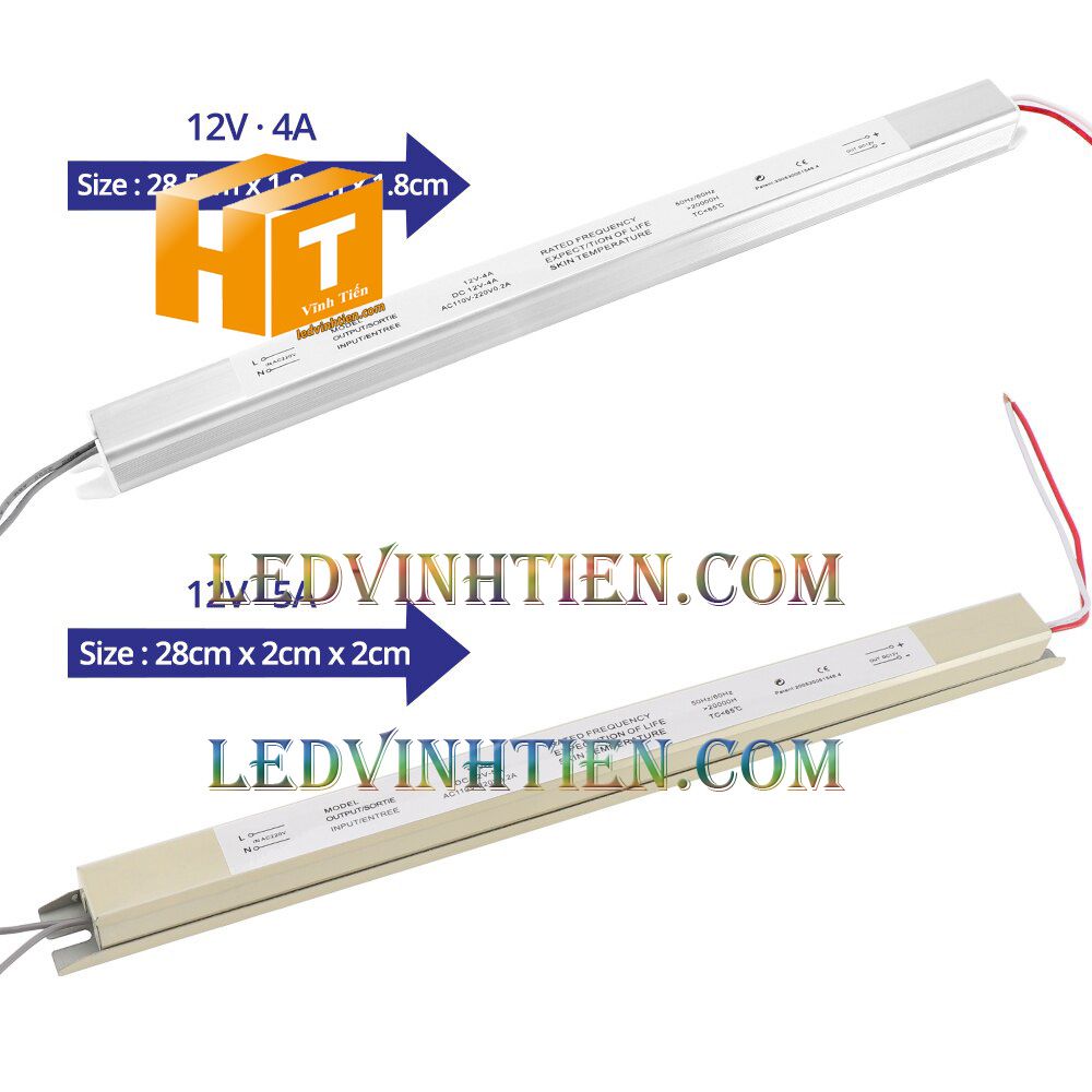 Bộ Nguồn đũa DC12V 4A 48W ngoài trời loại tốt, giá rẻ, đủ ampe dùng cấp nguồn DC cho đèn led, camera, tự động hóa