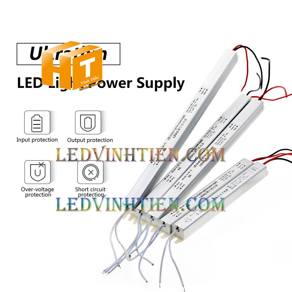 Bộ Nguồn đũa DC12V 5A 60W ngoài trời loại tốt, giá rẻ, đủ ampe dùng cấp nguồn DC cho đèn led, camera, tự động hóa