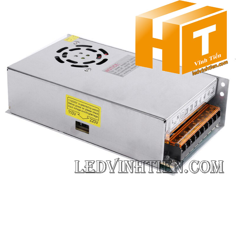 Bộ nguồn DC24V 10A 240W với quạt, ứng dụng trong tự động hóa.