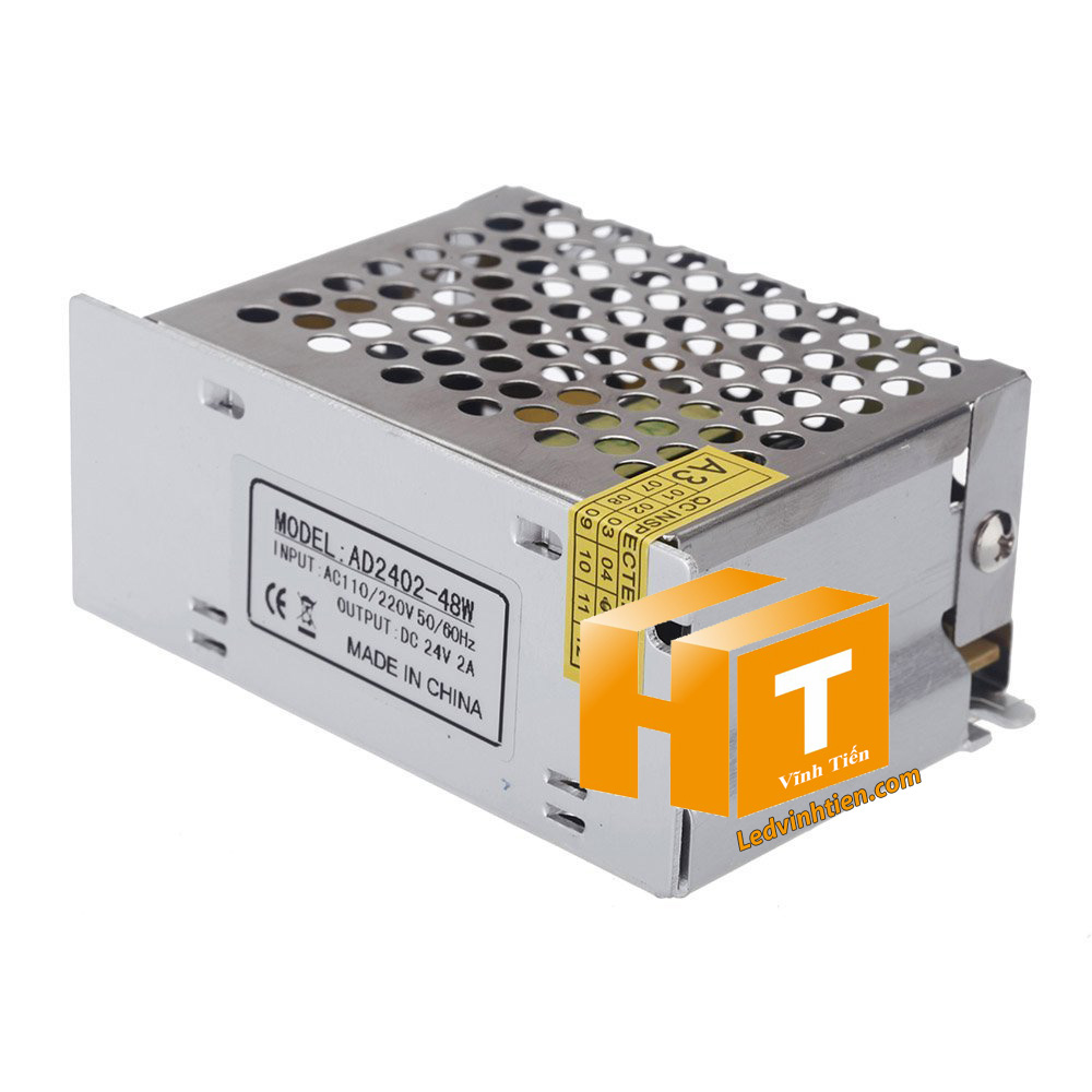 Bộ nguồn 24V 2A không quạt, hoạt động ổn định, chống nhiễu.