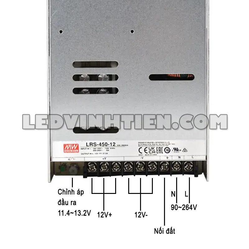 Nguồn điện 12V 37.5A Mean Well LRS-450-12