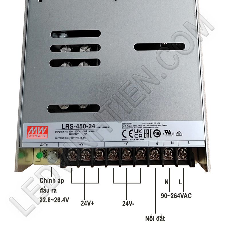 Thông số kỹ thuật của nguồn Meanwell 24V 18.8A LRS-450-24