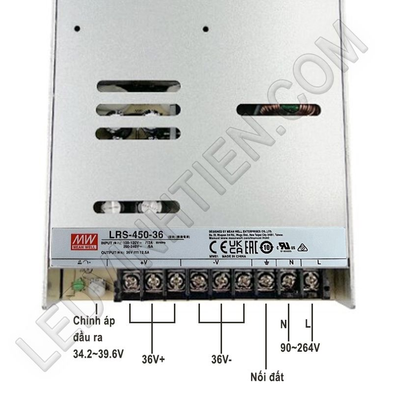 Thông số kỹ thuật của nguồn Meanwell 36V 12.5A LRS-450-36