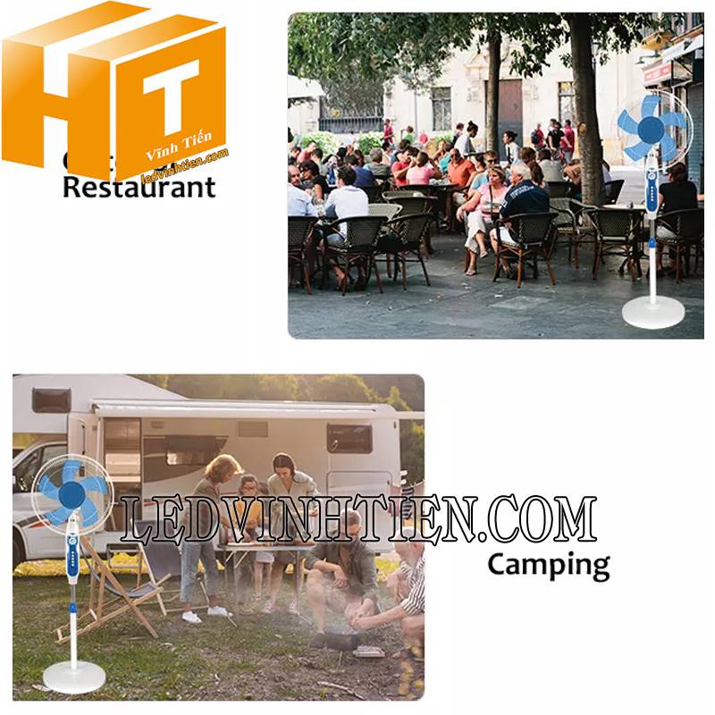 ứng dụng quạt sạc NLMT 20W F2-16 dã ngoại