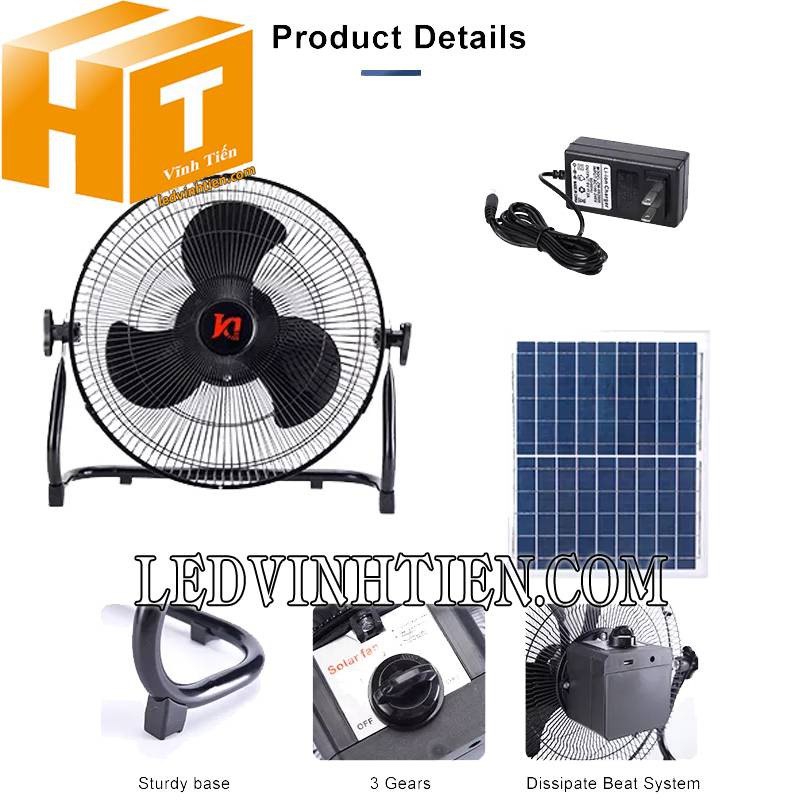 ứng dụng quạt sạc NLMT 30W Jindian giá rẻ