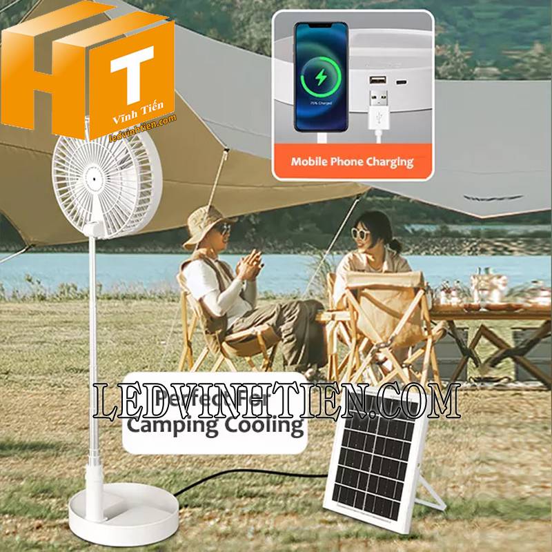 quạt sạc NLMT 5W Jindian dùng ngoài trời