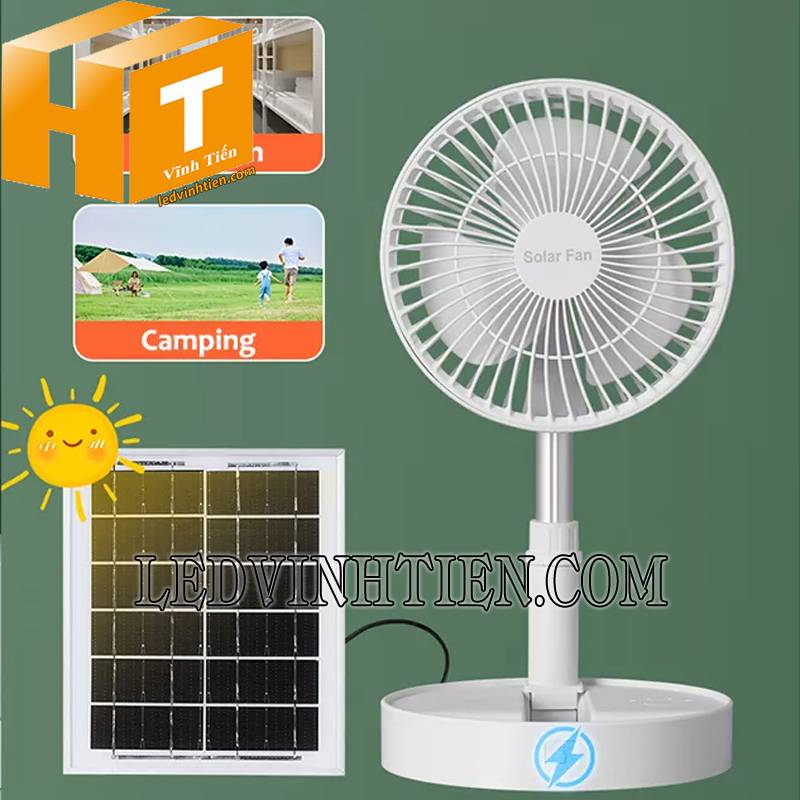 quạt sạc NLMT 5W Jindian tại vĩnh tiến