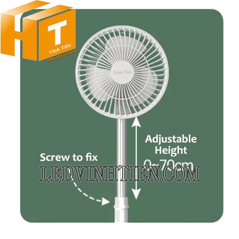 ứng dụng quạt sạc NLMT 5W Jindian điều chỉnh dễ dàng