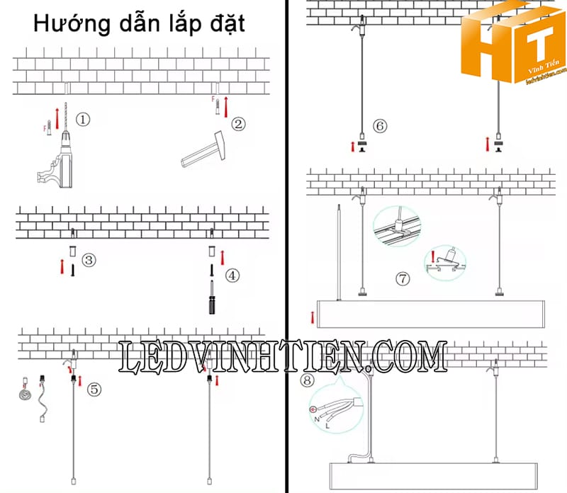 Cách lắp đặt thanh nhôm định hình thả treo