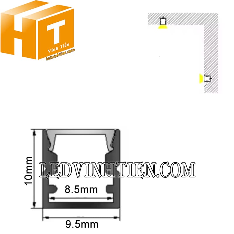 Bộ thanh định hình nhôm U 10x10mm