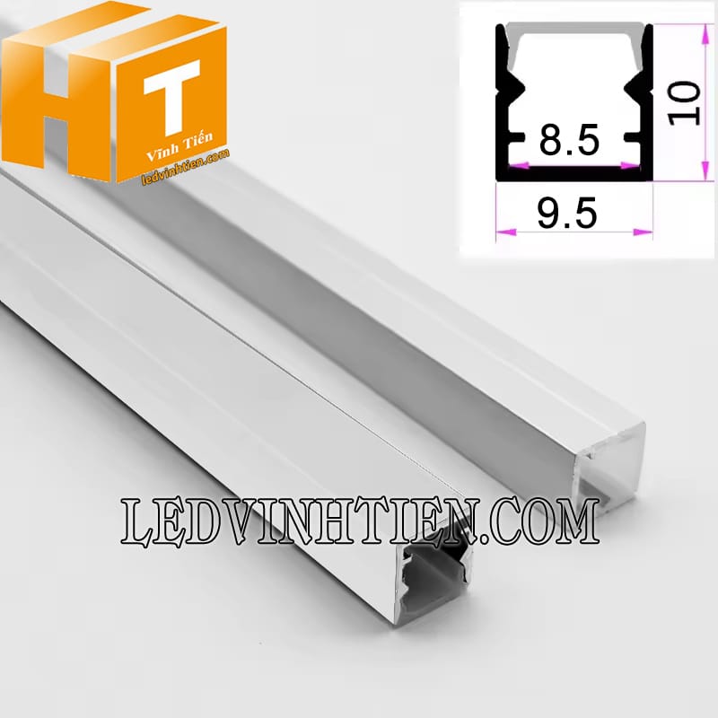 Thanh nhôm định hình chữ U gắn nổi 10x10mm