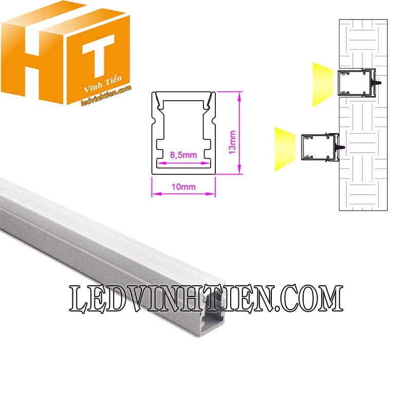 Thanh nhôm định hình chữ U 10x13mm