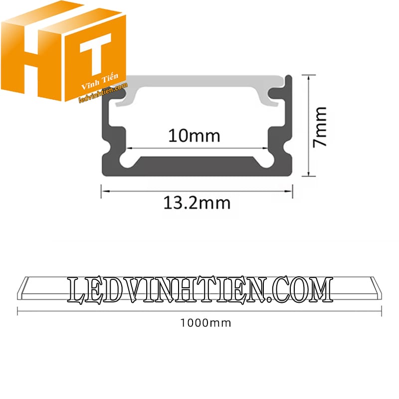 Thanh nhôm định hình U 14x7mm cao cấp