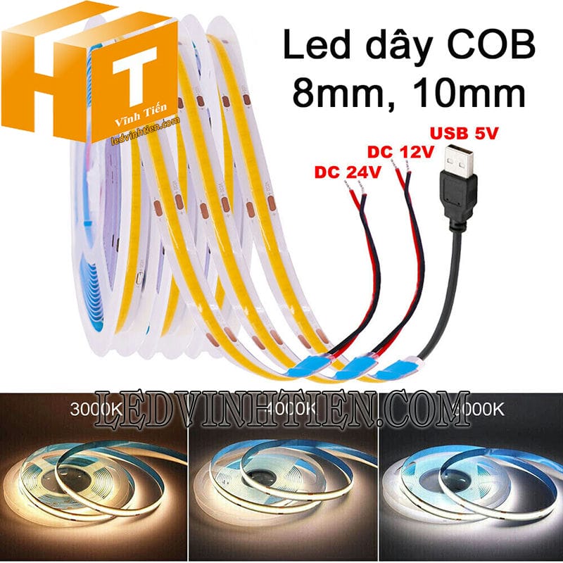 Led dây COB dùng cho thanh nhôm U gắn nổi