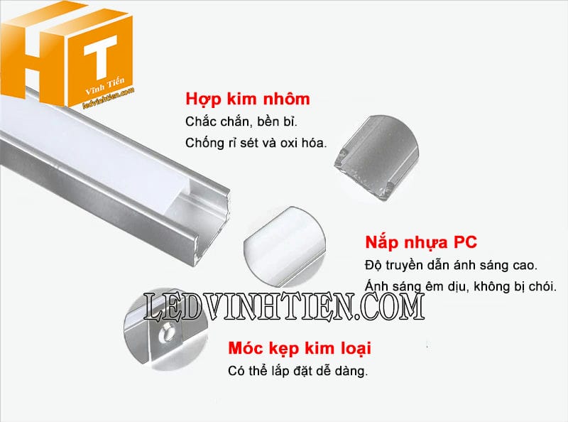 Thanh nhôm U nổi 17x7mm cao cấp