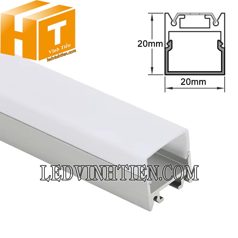 Thanh định hình nhôm U gắn nổi 20x20mm