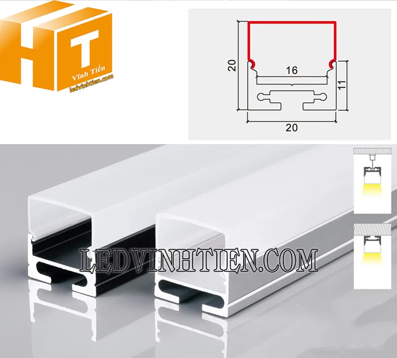 Thanh nhôm chữ U định hình led dây