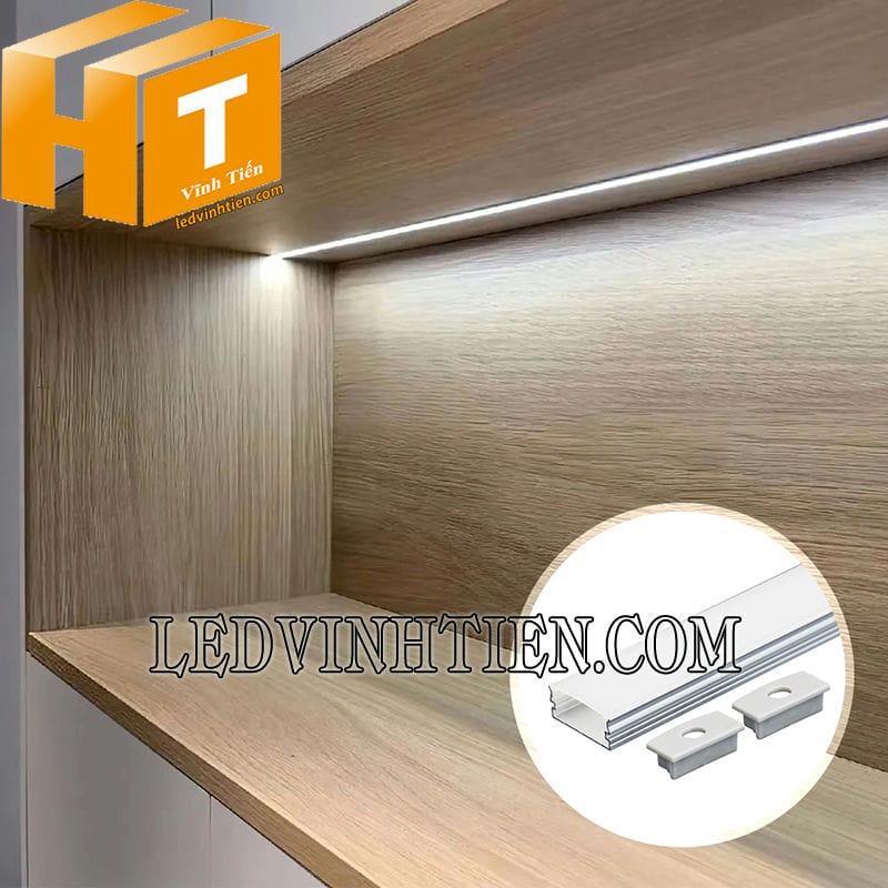 Thanh nhôm đèn led lắp âm tủ kệ