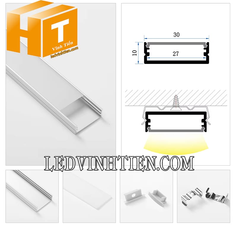 Thanh nhôm định chữ U 30x10mm loại tốt