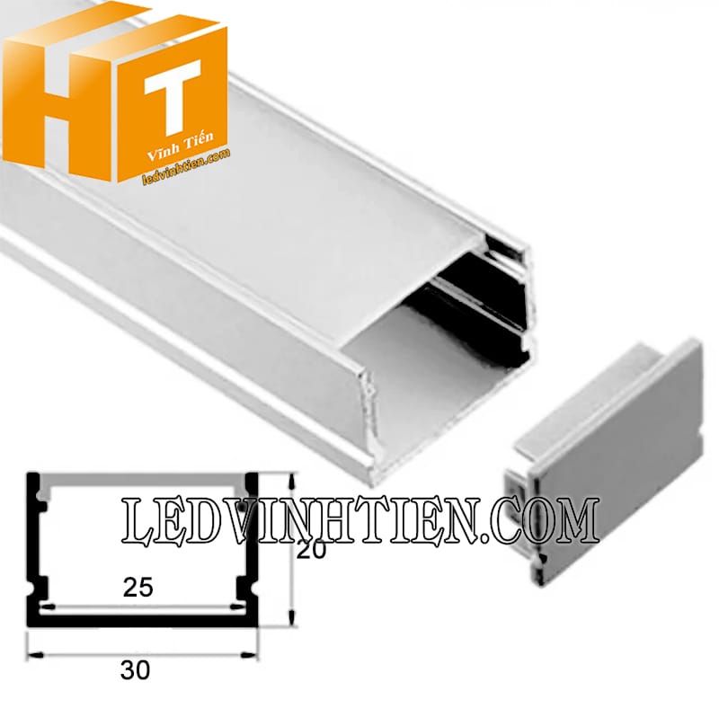 Thanh nhôm profile chữ U gắn nổi 30x20mm