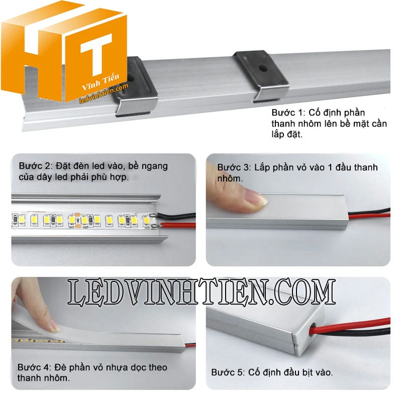 Cách lắp đặt đèn led vào thanh nhôm định hình