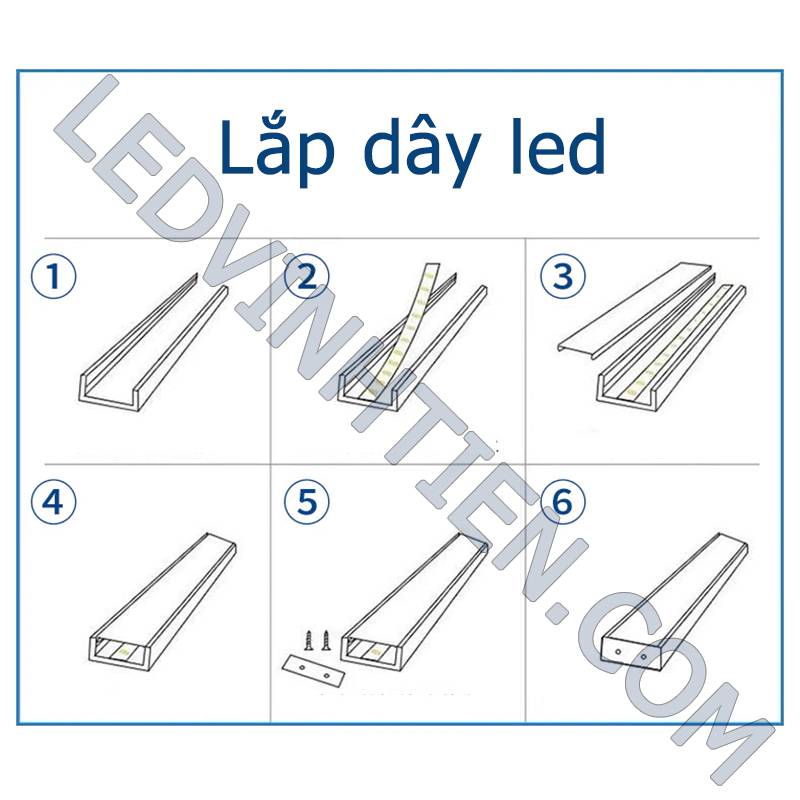 Cách lắp dây led vào thanh nhôm định hình