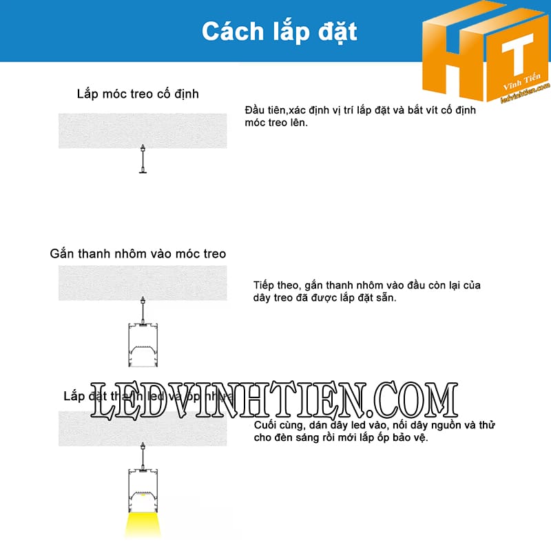 Cách lắp đặt thanh nhôm định hình treo thả
