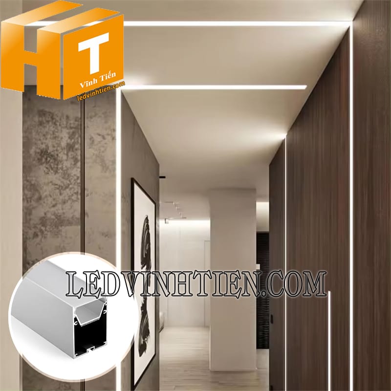 Thanh định hình nhôm chữ U lắp nổi 50x75mm