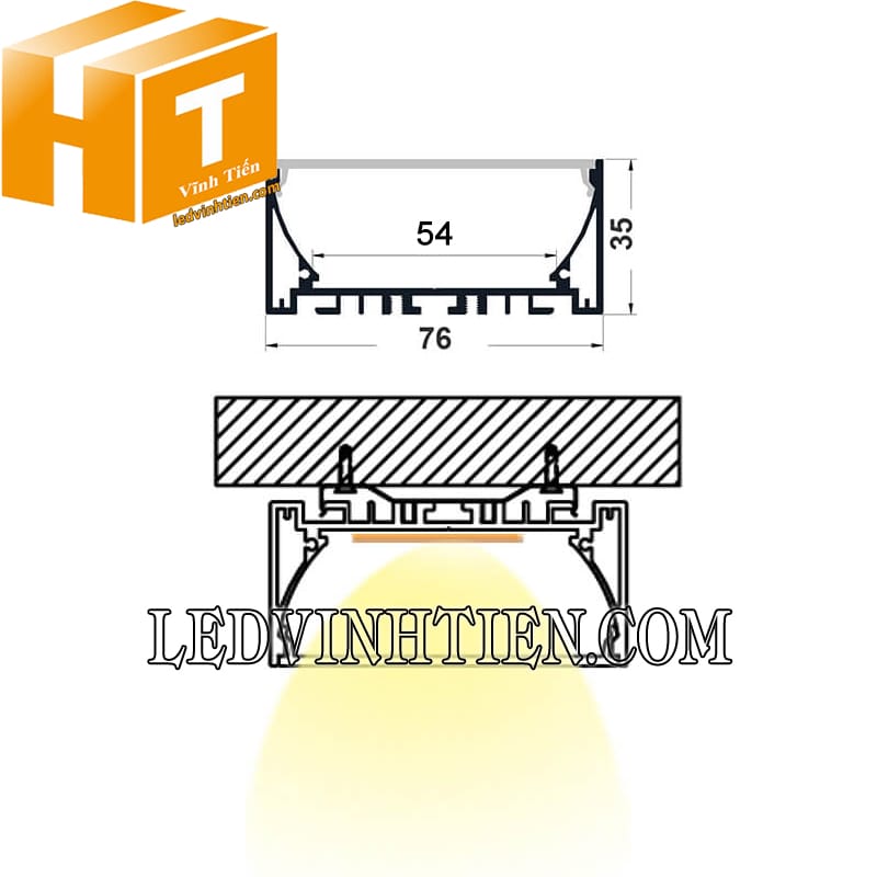 Thanh nhôm U nổi profile 76x35mm giá rẻ