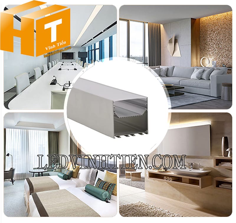Thanh nhôm profile chữ U gắn nổi 76x76mm