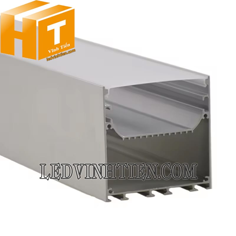 Thanh profile nhôm chữ U lắp nổi 76x76mm