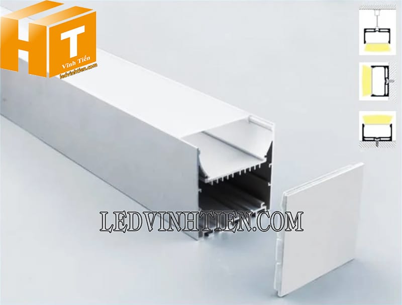 Thanh profile nhôm chữ U ốp nổi 76x76mm