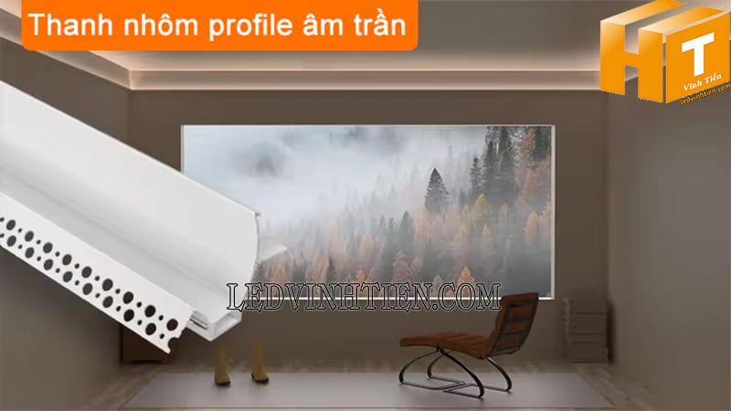 Bộ thanh nhôm profile âm trần 87x56mm trang trí nội thất