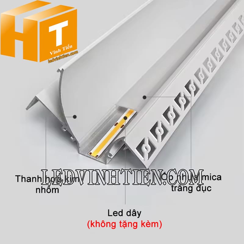 Thanh nhôm định hình led dây âm trần