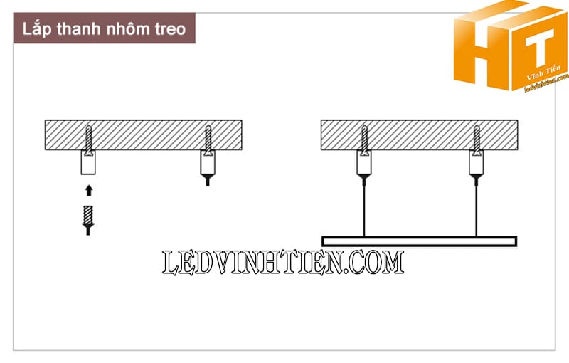 Hướng dẫn lắp đặt thanh nhôm định hình thả treo