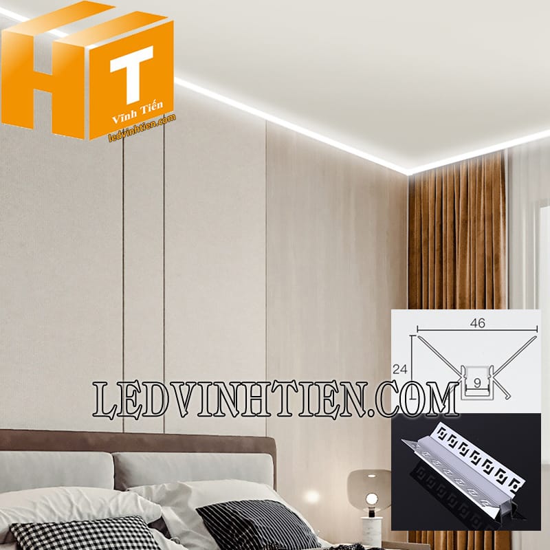 Thanh định hình nhôm lắp âm giấu viền 46x24mm loại tốt