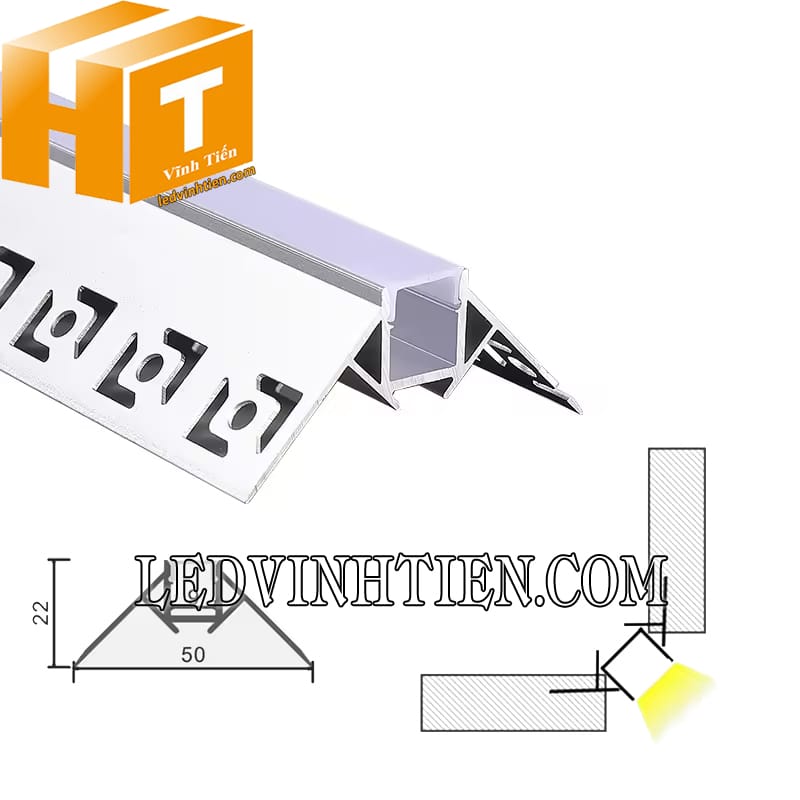Thanh nhôm định hình âm giấu viền 50x22mm cao cấp