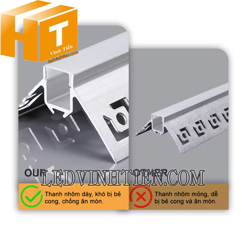 Thanh nhôm định hình âm giấu viền cao cấp