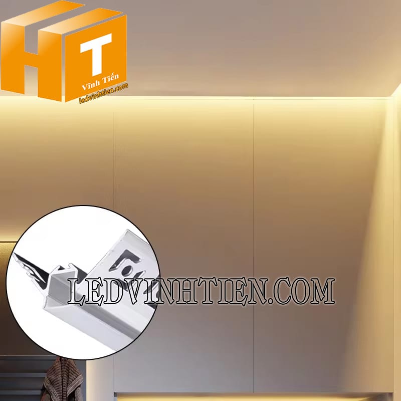 Thanh profile nhôm gắn âm góc giấu viền