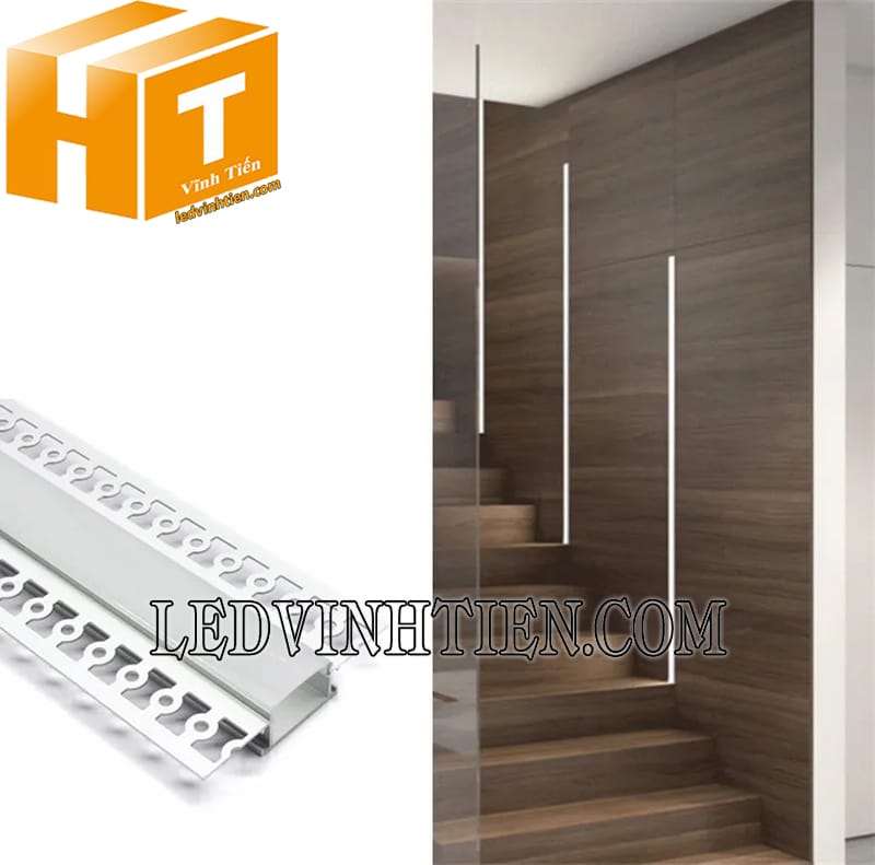 Thanh nhôm lắp âm tường giấu viền 61x14mm