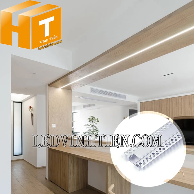 Thanh nhôm profile âm tường giấu viền 61x14mm