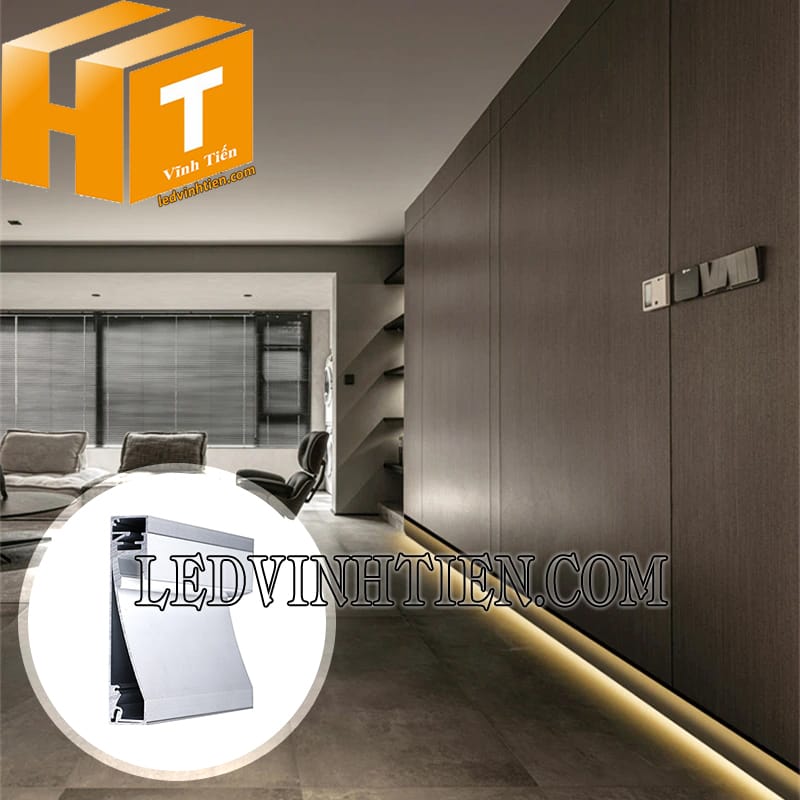 Thanh profile nhôm hắt chân tường 80x16mm giá rẻ