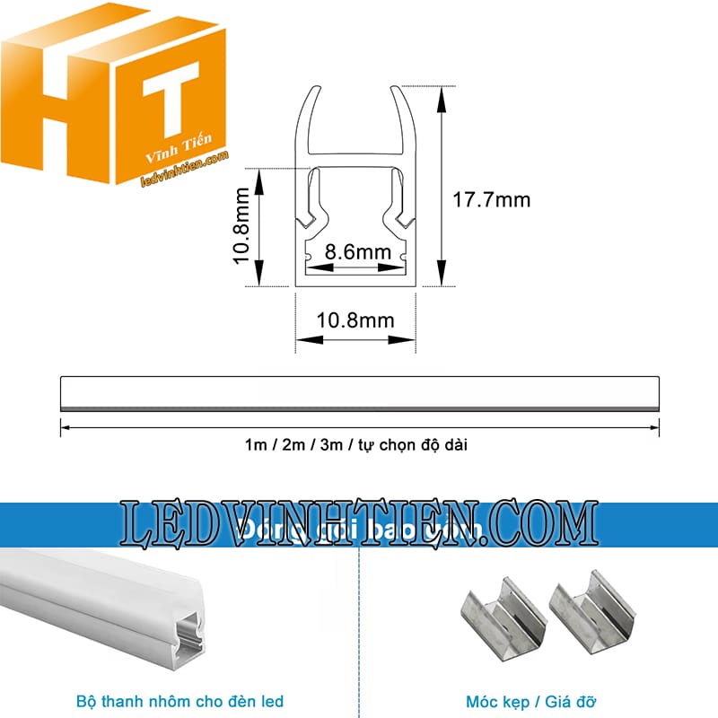 Thanh profile nhôm kẹp viền kính