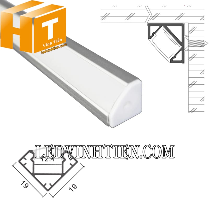 Thanh nhôm led chữ V 19x19mm