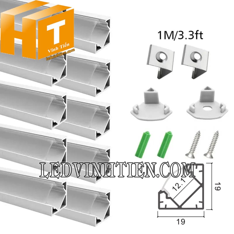 Thanh nhôm V góc 19x19mm cao cấp