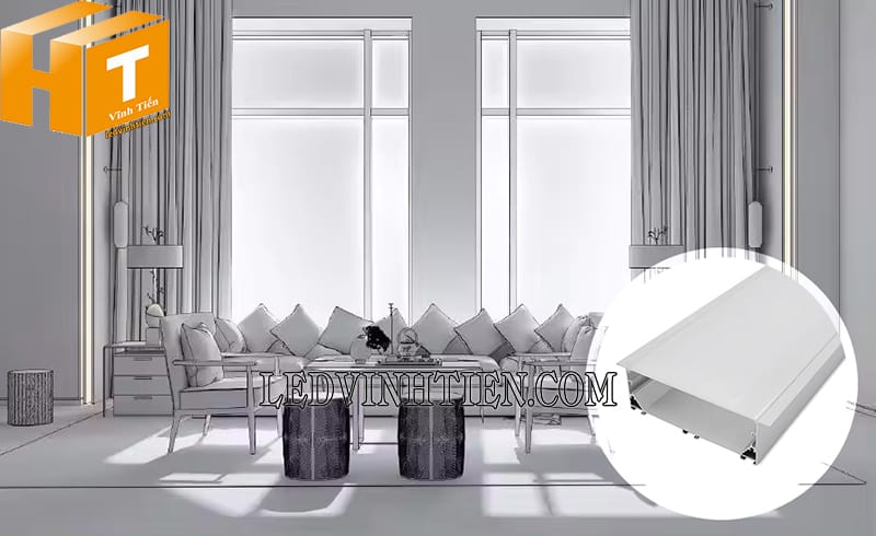 Thanh nhôm định hình gắn âm trần 116x40mm cao cấp